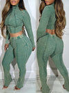 Solid Turtleneck Ribbed Leggings Set