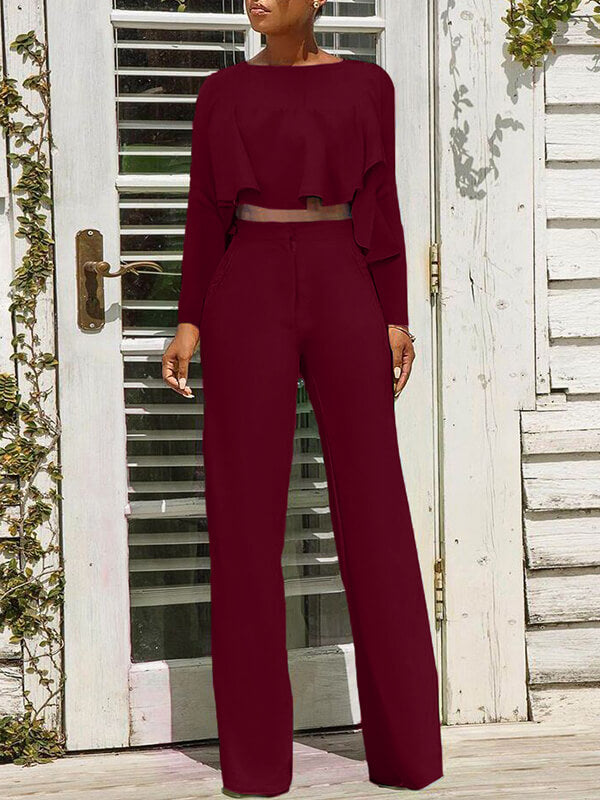 Solid High-Low Top & Pants Set