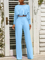 Solid High-Low Top & Pants Set