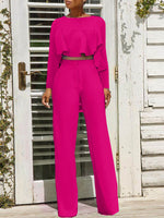 Solid High-Low Top & Pants Set