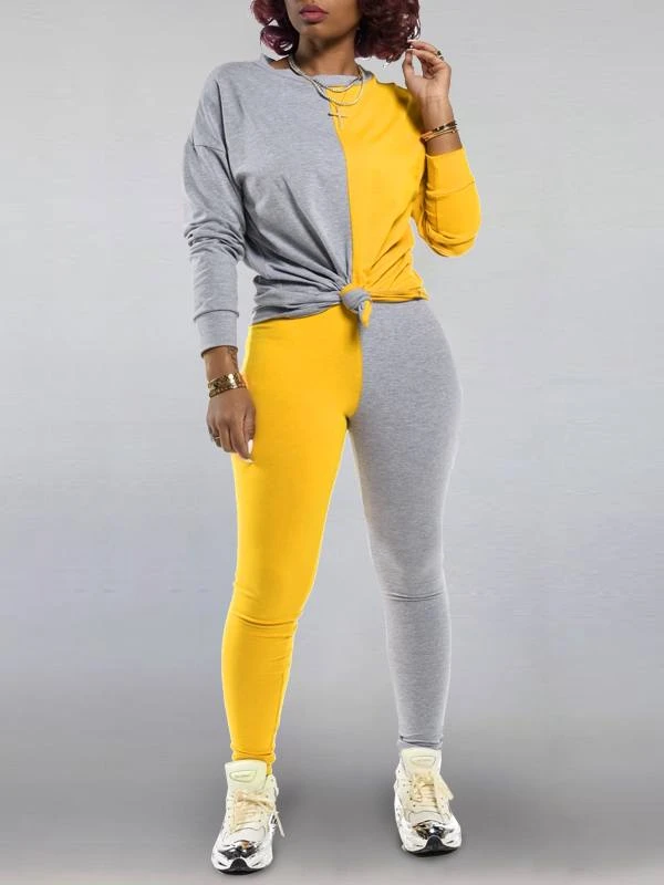 Two-Tone Sweatshirt & Pants Set