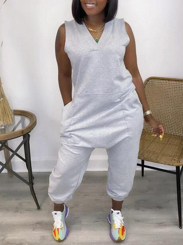 V-Neck Sleeveless Jumpsuit