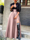 Slit Faux-Leather Skirt