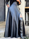 Slit Faux-Leather Skirt