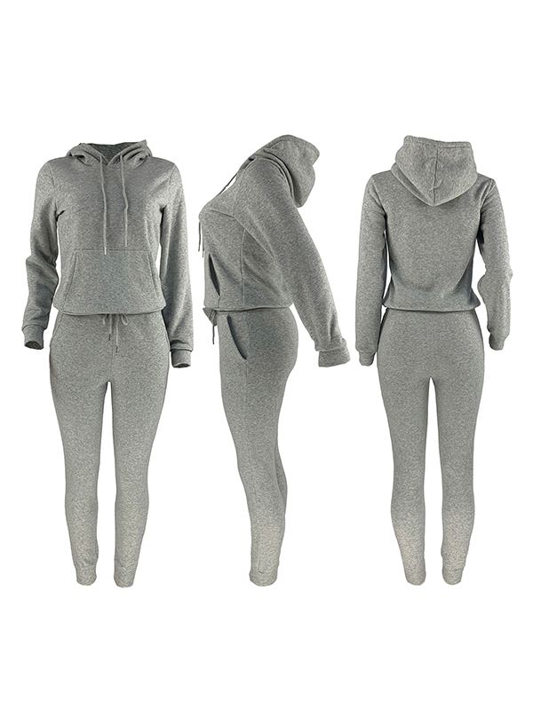 Solid Hoodie & Pants Set