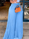 Solid Pleated Wide-Leg Pants