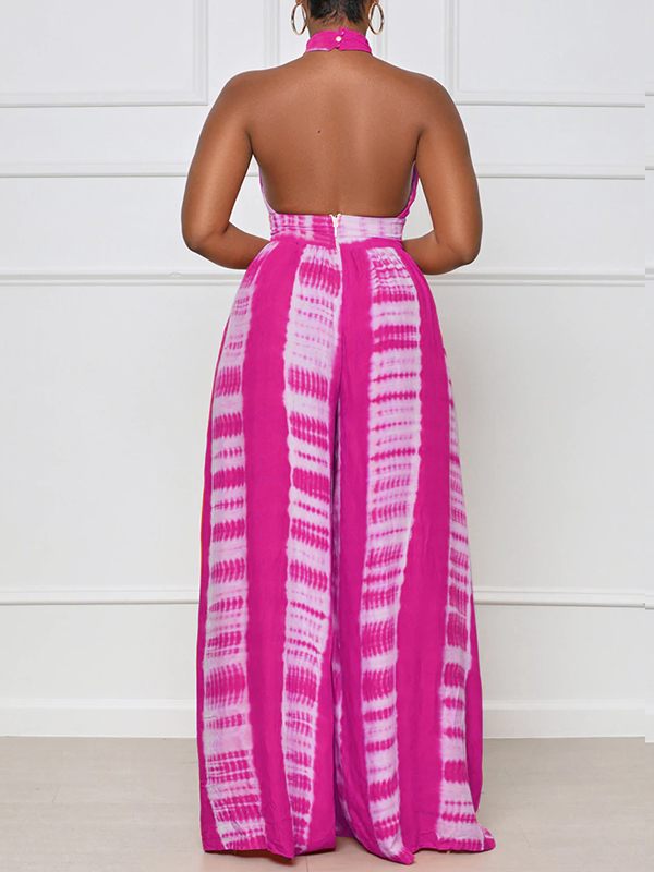 Printed Halter Wide-Leg Jumpsuit