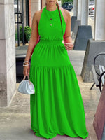 Sleeveless Elastic-Waist Maxi Dress