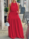 Sleeveless Elastic-Waist Maxi Dress