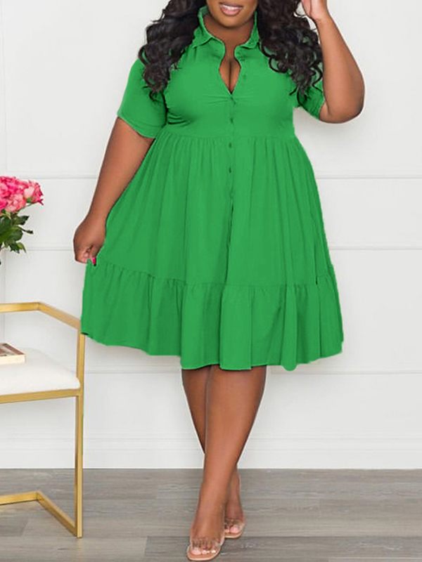 Plus Size Ruffle Shirt Dress