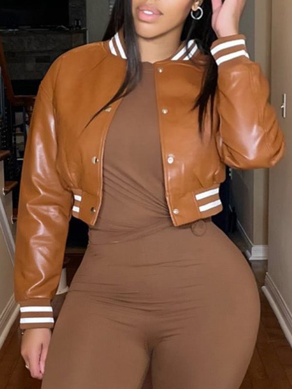 Faux Leather Bomber Jacket