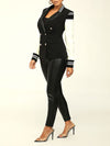 Faux Leather Combo Blazer