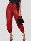 Drawstring Faux-Leather Jogger Pants