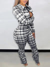 Plaid Ruched Leg Jumpsuit