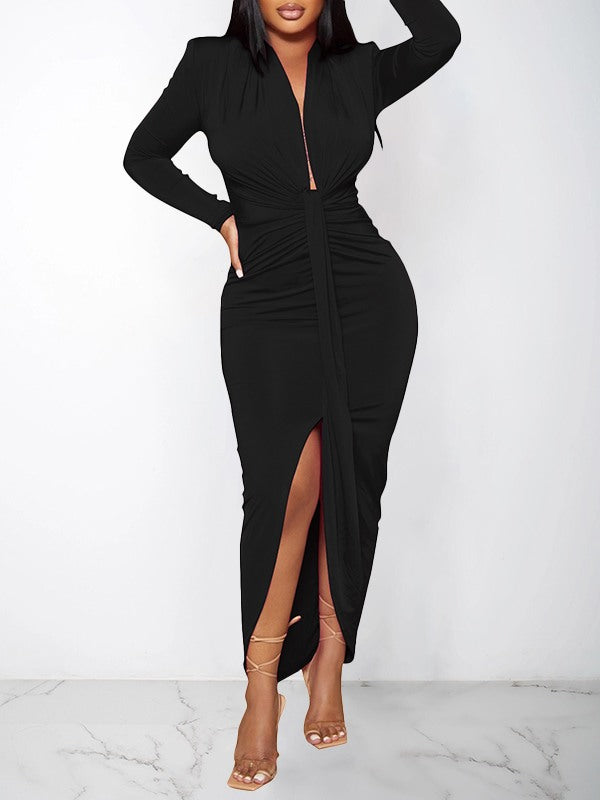 Solid Draped Dress