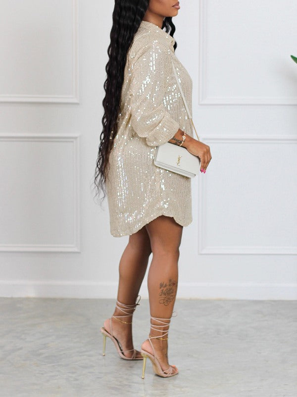 Sequin Shirt Dress