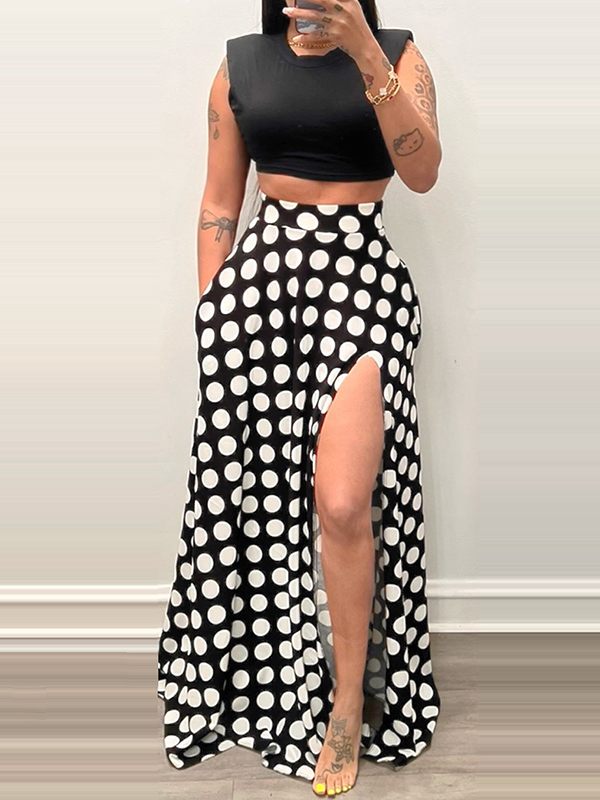 Dot Slit Skirt