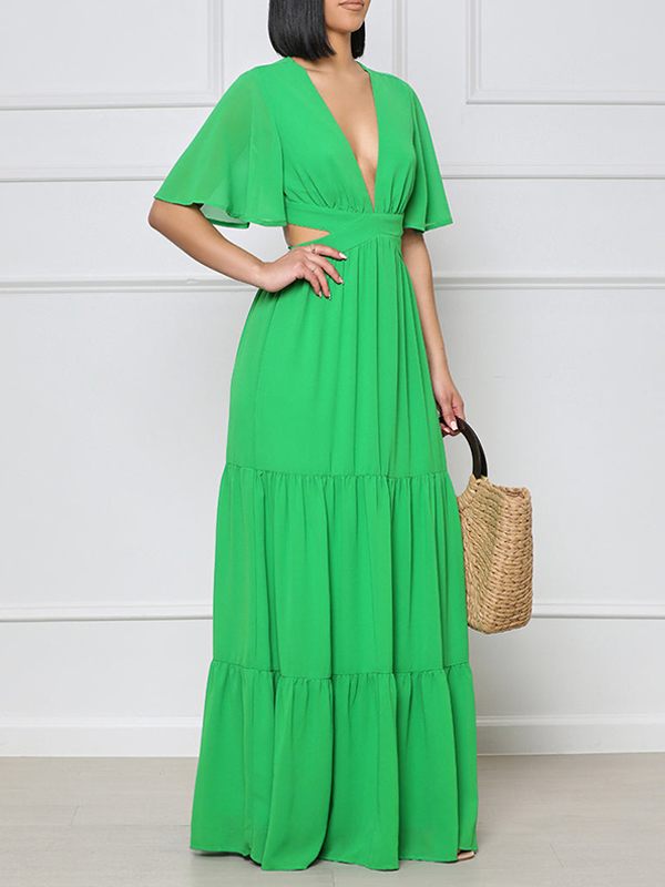 V-Neck Cutout Maxi Dress