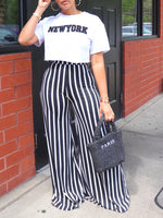 Logo Tee & Stripe Pants Set