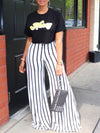 Logo Tee & Stripe Pants Set