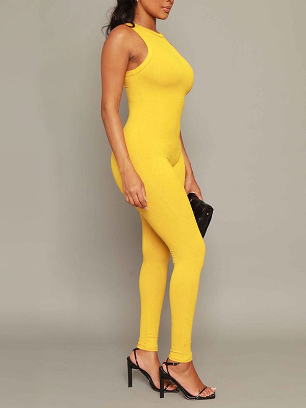 Ribbed Sleeveless Jumpsuit--Clearance