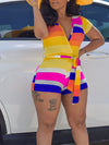 Colorblock V-Neck Tied Romper