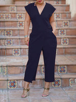 V-Neck Overlapped Jumpsuit