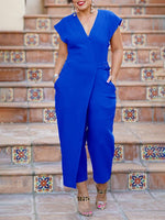 V-Neck Overlapped Jumpsuit