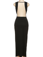 Plunge Backless Twisted Slit Dress--Clearance