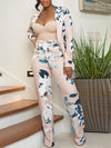 Printed Tied Blazer & Pants Set