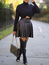 Faux-Leather Mini Skirt