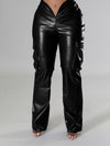 Faux Leather Cargo Pants