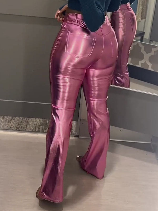 Metallic Flared Pants