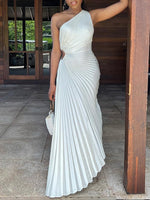 One-Shoulder Pleated Dress