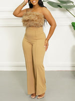 Feather Tube Top & Pants Set