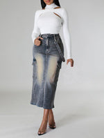 Denim Cargo Skirt