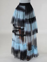 Ombre Tiered Mesh Skirt