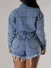 Distressed Snap-Front Denim Romper