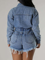 Distressed Snap-Front Denim Romper