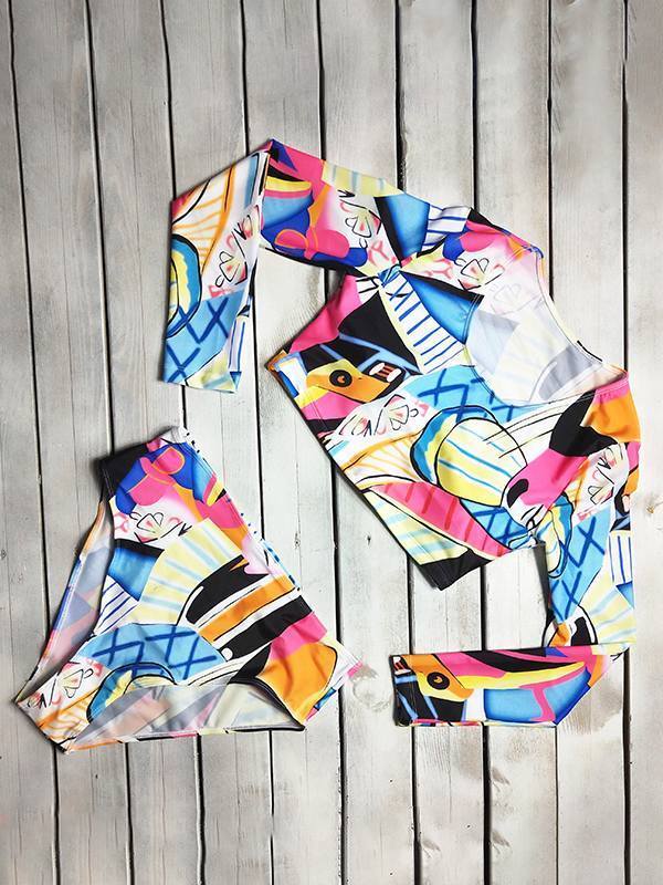 Print Long-Sleeve Bikini