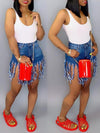 Denim Fringe Shorts