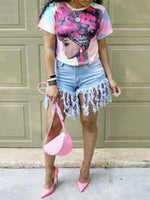 Denim Fringe Shorts