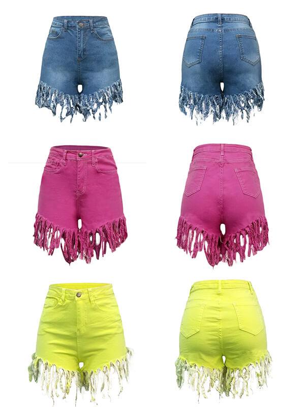 Denim Fringe Shorts