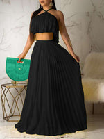 Pleated Crop Top & Skirt Set