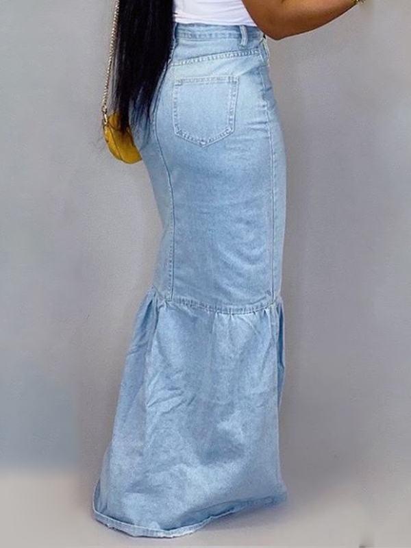 Button-Down Denim Skirt