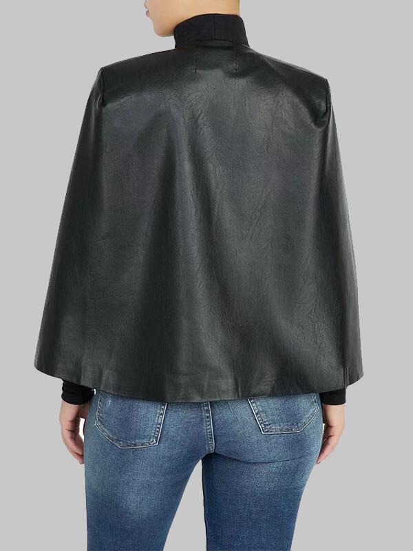 Faux Leather Cape Jacket