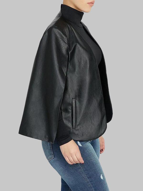 Faux Leather Cape Jacket