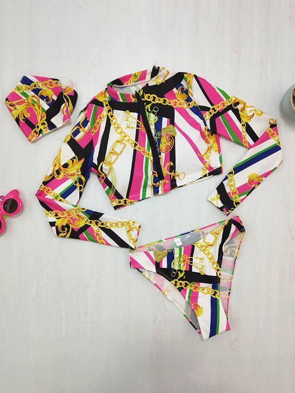 Printed Zip-Front Bikini