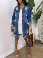 Distressed Fringe Denim Jacket