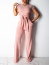 Ribbed Tied Top & Pants Set-Clearance